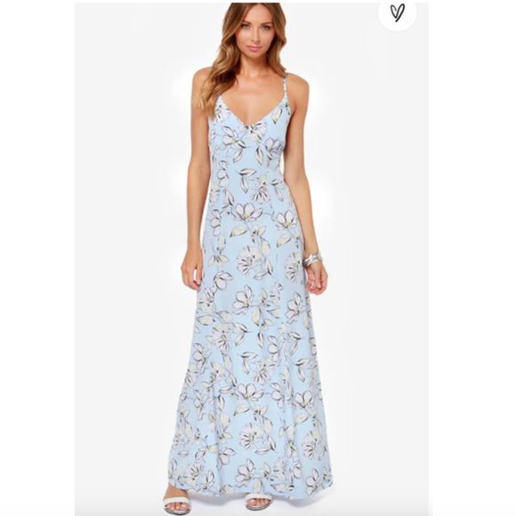 BB Dakota Dresses & Skirts - BB Dakota Elvya Blue Floral Print Maxi Dress